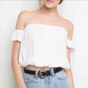 off the shoulder white blouse from brandy melville